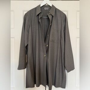Marina Rinaldi Gray Striped Button-Up Top / jacket. Like new
